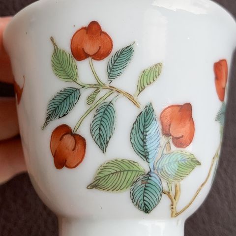 古玩陶瓷清道光 粉彩櫻桃紋杯真品鑒賞圖