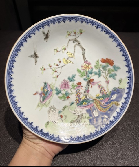 古玩陶瓷清乾隆 粉彩五論圖盤真品鑒賞圖