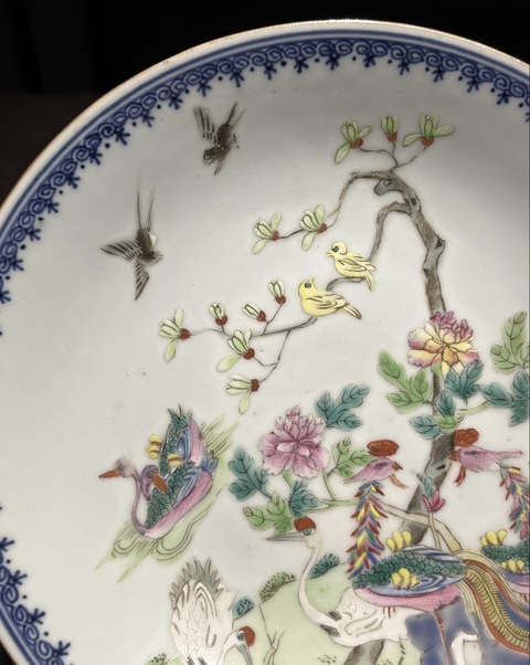 古玩陶瓷清乾隆 粉彩五論圖盤真品鑒賞圖