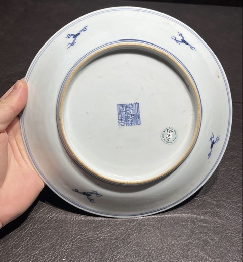 古玩陶瓷清乾隆 粉彩五論圖盤真品鑒賞圖