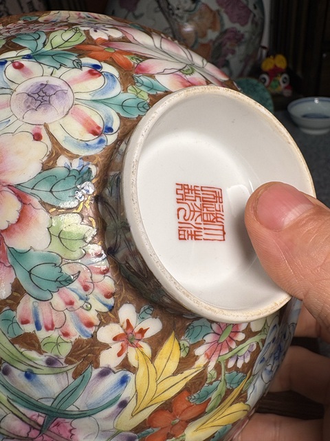 古玩陶瓷粉彩百花不落地紋蓋碗真品鑒賞圖