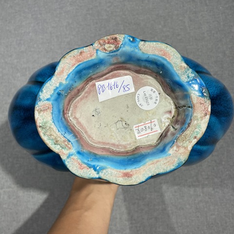 古玩陶瓷孔雀蘭釉抱月瓶真品鑒賞圖