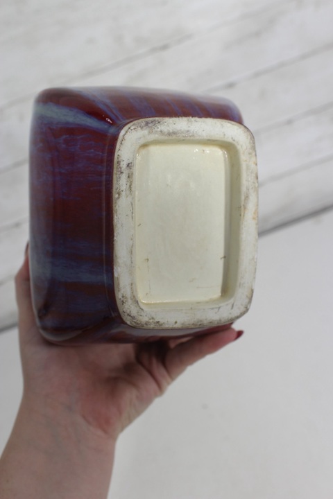 古玩陶瓷窯變紅釉貫耳瓶真品鑒賞圖