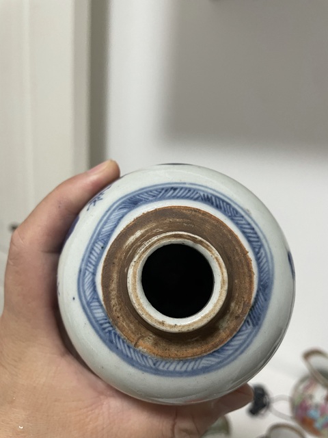 古玩陶瓷人物山水青花罐真品鑒賞圖