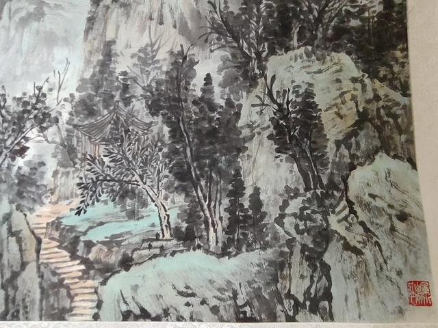 古玩字畫東湖山翠色真品鑒賞圖