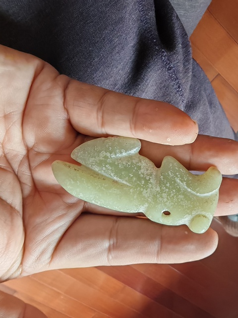 古玩玉器玉螳螂題材掛件真品鑒賞圖