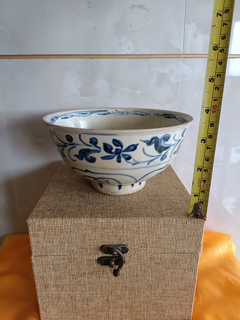 古玩陶瓷元末明初精品青花折枝花卉紋賞碗拍賣，當前價格12888元