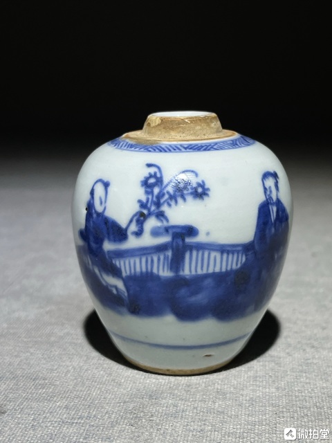 古玩陶瓷人物紋青花罐真品鑒賞圖