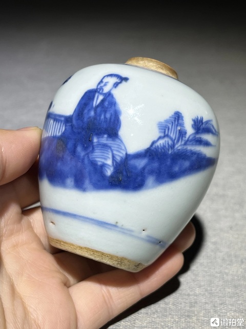 古玩陶瓷人物紋青花罐真品鑒賞圖