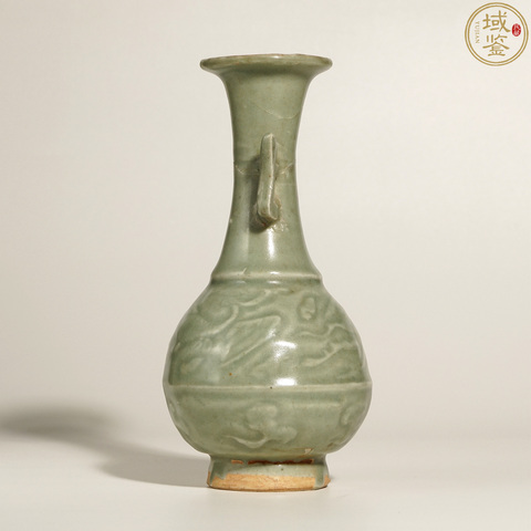 古玩陶瓷龍泉青瓷鳳紋雙耳瓶真品鑒賞圖