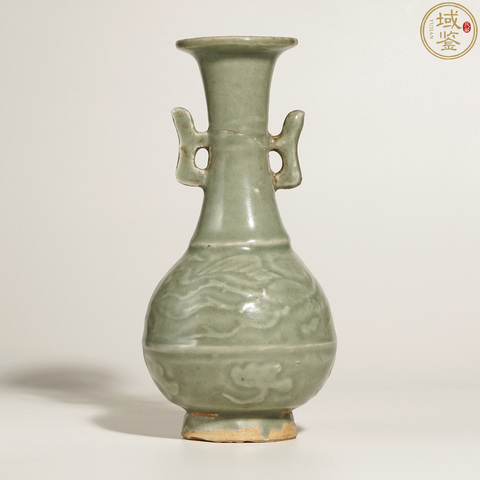 古玩陶瓷龍泉青瓷鳳紋雙耳瓶真品鑒賞圖