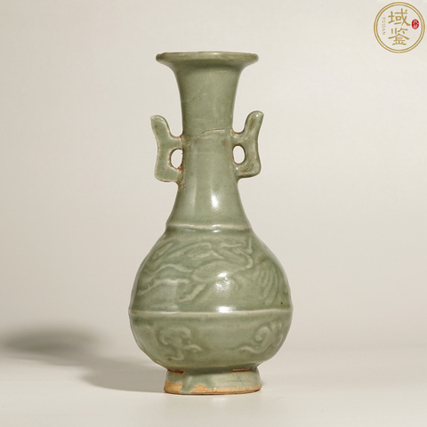 古玩陶瓷龍泉青瓷鳳紋雙耳瓶真品鑒賞圖