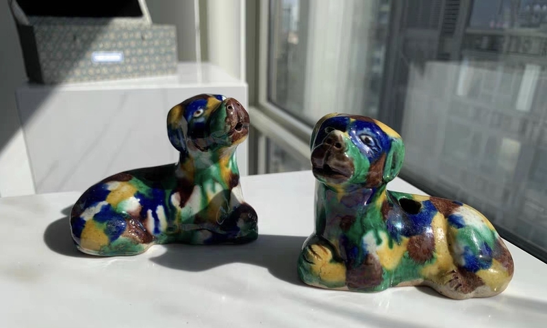 古玩陶瓷素三彩獅子擺件真品鑒賞圖