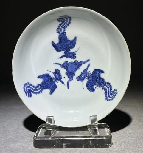 古玩陶瓷青花鳳紋盤真品鑒賞圖