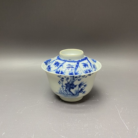 古玩陶瓷若深珍藏款青花蓋杯真品鑒賞圖