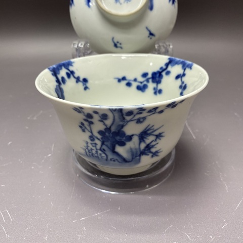古玩陶瓷若深珍藏款青花蓋杯真品鑒賞圖
