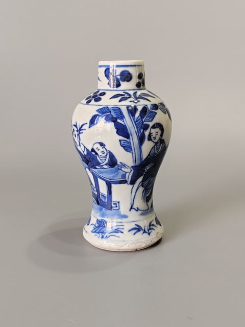 古玩陶瓷清光緒青花仕女瓶拍賣,當前價格101元