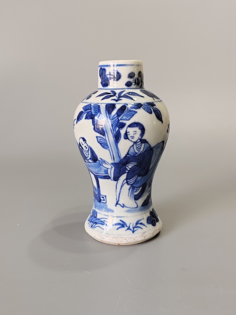 古玩陶瓷清光緒青花仕女瓶拍賣,當前價格101元