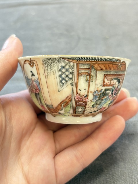古玩陶瓷廣琺瑯人物故事紋茶碗真品鑒賞圖