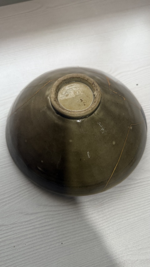古玩陶瓷耀州窯青釉刻花蓖紋碗真品鑒賞圖