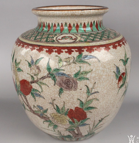 古玩陶瓷哥釉五彩三多紋太白罐真品鑒賞圖