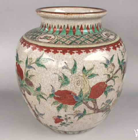 古玩陶瓷哥釉五彩三多紋太白罐真品鑒賞圖