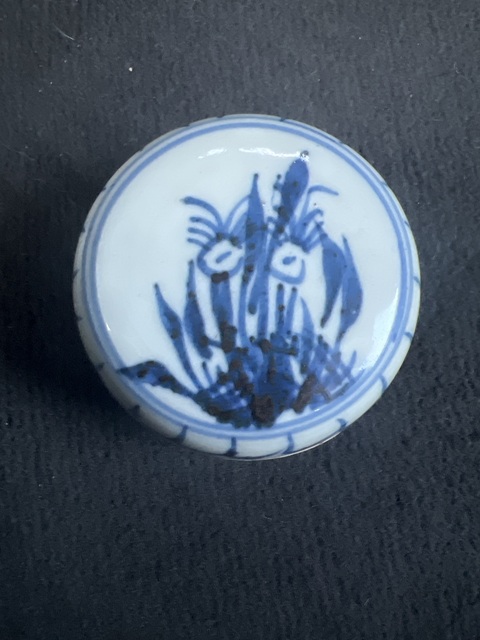 古玩陶瓷雙秋圖青花蓋盒真品鑒賞圖