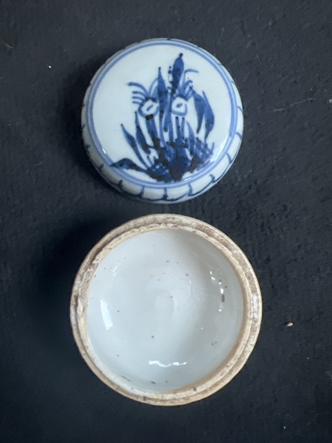 古玩陶瓷雙秋圖青花蓋盒真品鑒賞圖