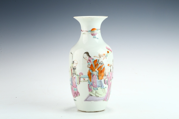 古玩陶瓷清晚·粉彩加官進(jìn)爵紋瓶真品鑒賞圖