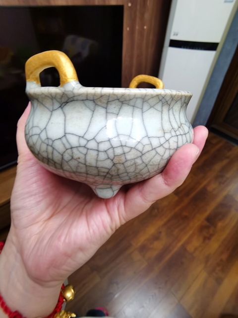 古玩陶瓷哥釉香爐真品鑒賞圖
