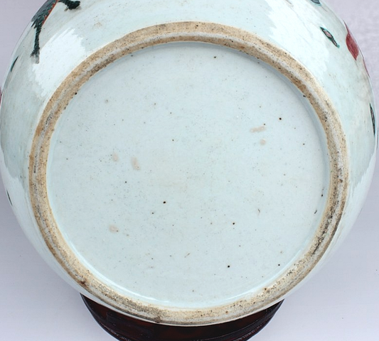 古玩陶瓷粉彩麒麟送子西瓜罐真品鑒賞圖