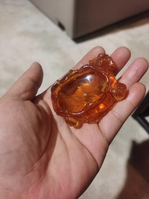 古玩雜項金琥珀洗子真品鑒賞圖