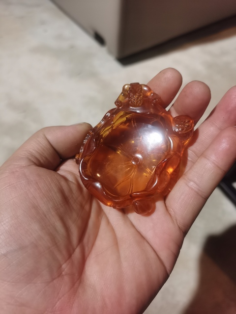 古玩雜項金琥珀洗子真品鑒賞圖