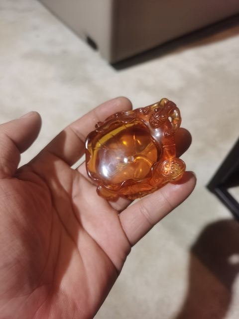 古玩雜項金琥珀洗子真品鑒賞圖