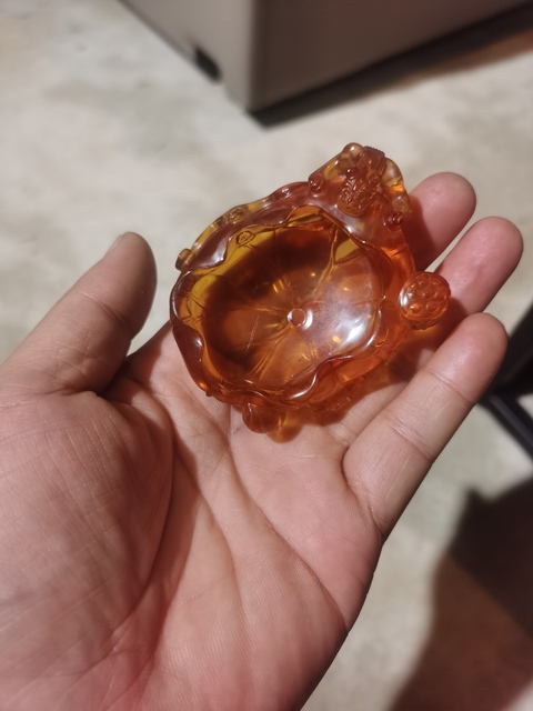 古玩雜項金琥珀洗子真品鑒賞圖