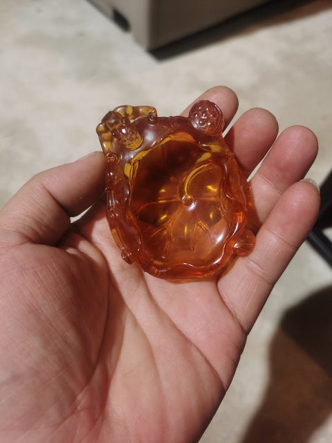 古玩雜項金琥珀洗子真品鑒賞圖