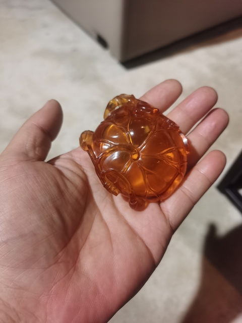 古玩雜項金琥珀洗子真品鑒賞圖