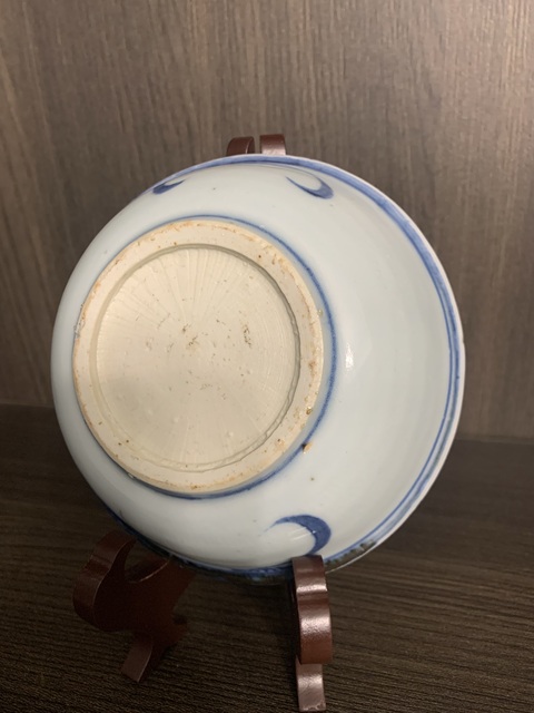 古玩陶瓷晚明青花花籃盤真品鑒賞圖