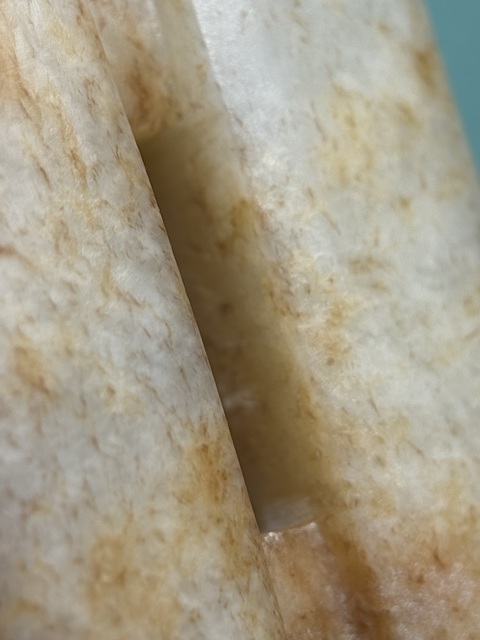 古玩玉器中古白玉紅沁雙勝真品鑒賞圖