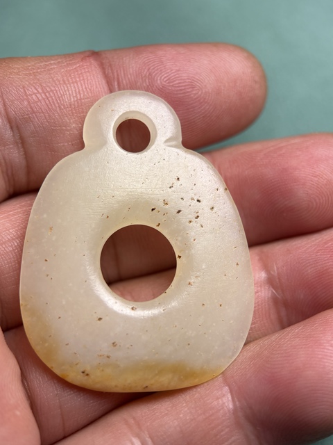 古玩玉器美沁紅山雙聯璧真品鑒賞圖