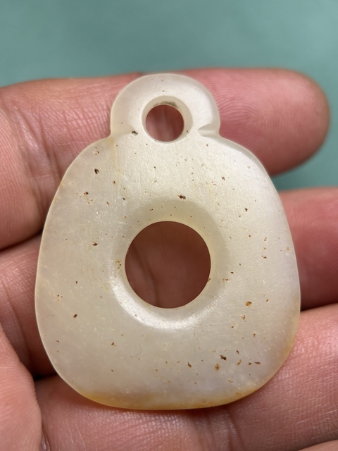 古玩玉器美沁紅山雙聯璧真品鑒賞圖