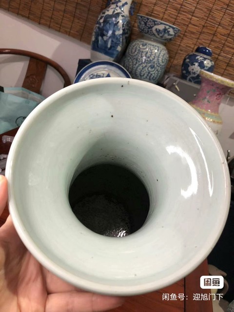 古玩陶瓷清中期 青花喜字瓶真品鑒賞圖