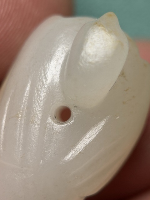 古玩玉器東漢一級(jí)白玉紅沁鴿子真品鑒賞圖