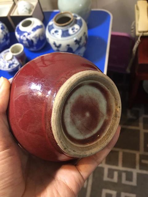 古玩陶瓷郎紅釉撇口瓶真品鑒賞圖