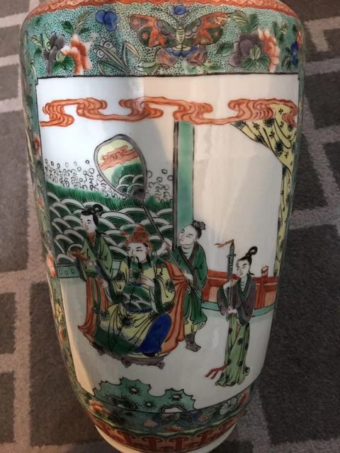 古玩陶瓷人物紋五彩棒槌瓶真品鑒賞圖