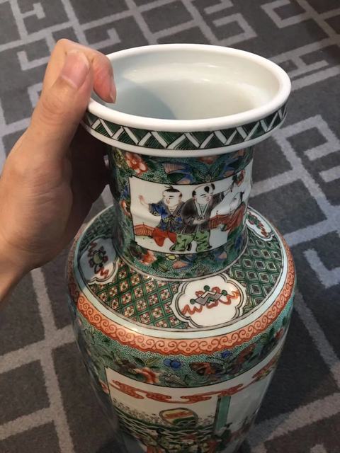 古玩陶瓷人物紋五彩棒槌瓶真品鑒賞圖