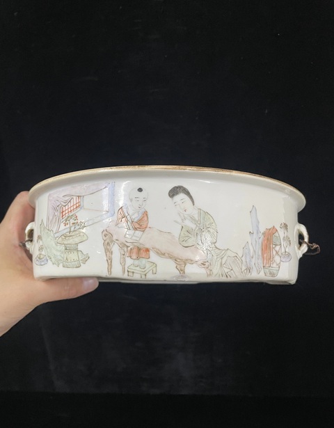 古玩陶瓷淺絳人物故事一品鍋真品鑒賞圖
