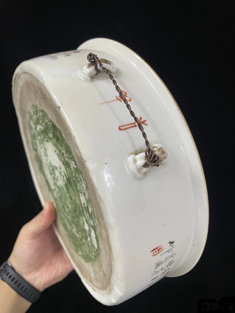 古玩陶瓷淺絳人物故事一品鍋真品鑒賞圖