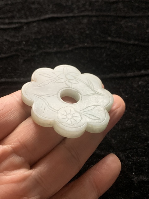古玩玉器翡翠雕“花卉佩”真品鑒賞圖