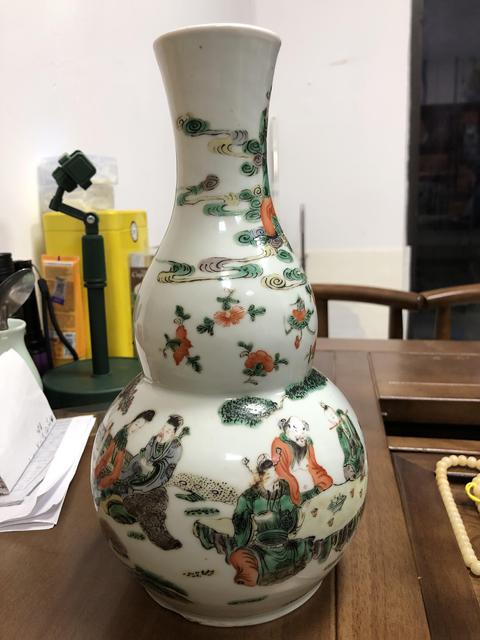 古玩陶瓷五彩葫蘆廟頂真品鑒賞圖